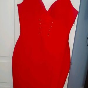 red bandage dress